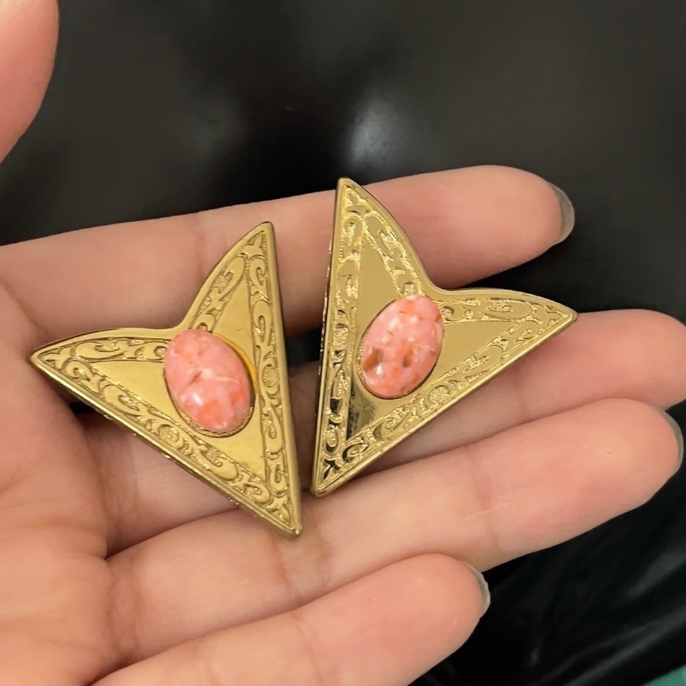 Gold and Pink Geometric Earrings